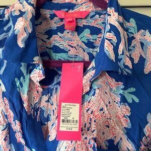 Lilly Pulitzer Natalie cover up, NWT, gold buttons up the front